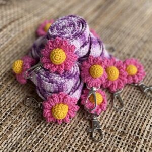 Pink Daisy on Variegated Purple